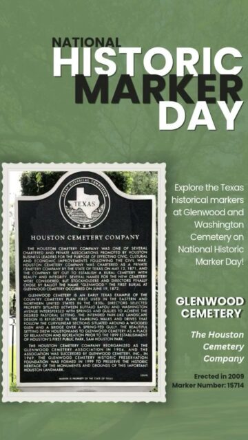 Today marks National Historic Marker Day, a special occasion to honor the passionate volunteers and organizations who clean and preserve historical markers throughout our parks, roadways, and historic sites. Did you know that there are over 227,000 markers across the U.S.? Unfortunately, many of them have been neglected for years. This day serves as a wonderful reminder for communities to unite to protect and celebrate these important landmarks.

At Glenwood, we're proud of our dedicated staff who work tirelessly to maintain our local markers. This year, let's shine a spotlight on the remarkable historical markers located at Glenwood and Washington Cemetery! Join us in recognizing their significance and ensuring they continue to tell our community's stories for generations to come.

#texashistoricalmarker #texashistory #glenwoodcemetery #washingtoncemetery #texashistoricalcommission #history #nationalhistoricmarkereekend