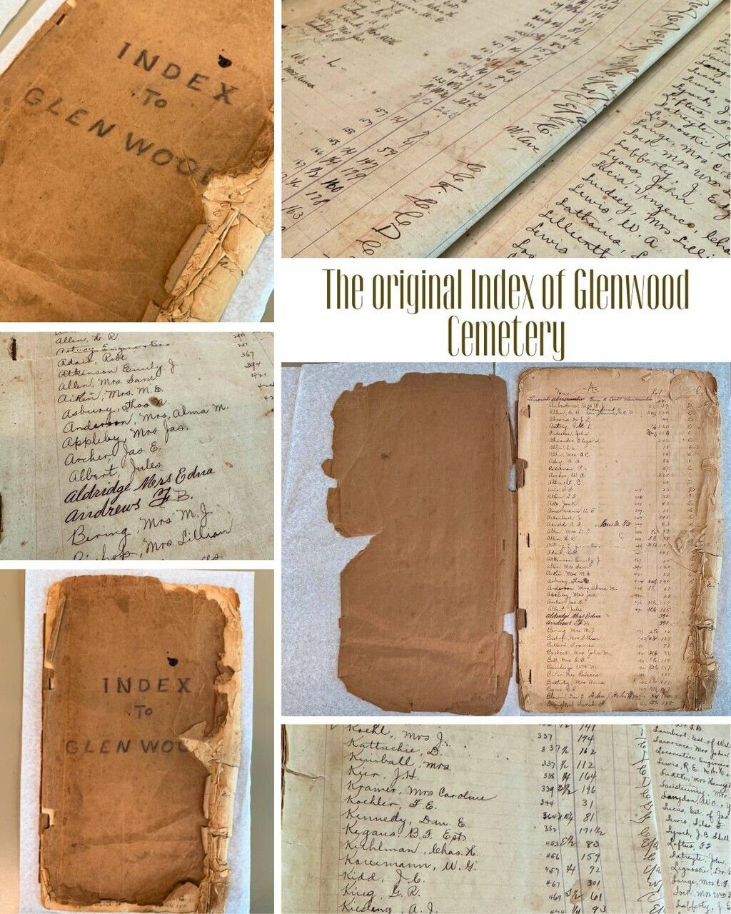 In honor of Glenwood Cemetery's 155th anniversary, we are spotlighting one of the oldest records in our archives: the original Index to Glenwood Cemetery.

Created in the late 19th century, this handwritten volume was an essential administrative tool for managing cemetery operations, organizing both lot owners and interments in alphabetical and numerical order. Each entry includes essential details such as section and lot numbers, owner names, and notes on transfers and burials, highlighting how Glenwood recorded ownership and interments before modern databases and standard ledgers.

The Index to Glenwood reflects the operational needs of a growing cemetery in post-Reconstruction Houston. By the 1880s, accurate documentation was essential for managing burial space, lot sales, and family interments. This volume likely emerged alongside other important records from the Houston Cemetery Company, including the Board of Directors Minutes Book (1886–1976) and the bylaws established in 1888. These documents helped formalize Glenwood's long-term governance and administration.

Maintaining records like these ensures that Glenwood's history remains documented, verifiable, and accessible, preserving the stories of those interred here and the cemetery's legacy.

#glenwoodcemetery #archives #index #internmentrecords #burial records #houstonhistory #historichouston #preservinghistory #cemeteries