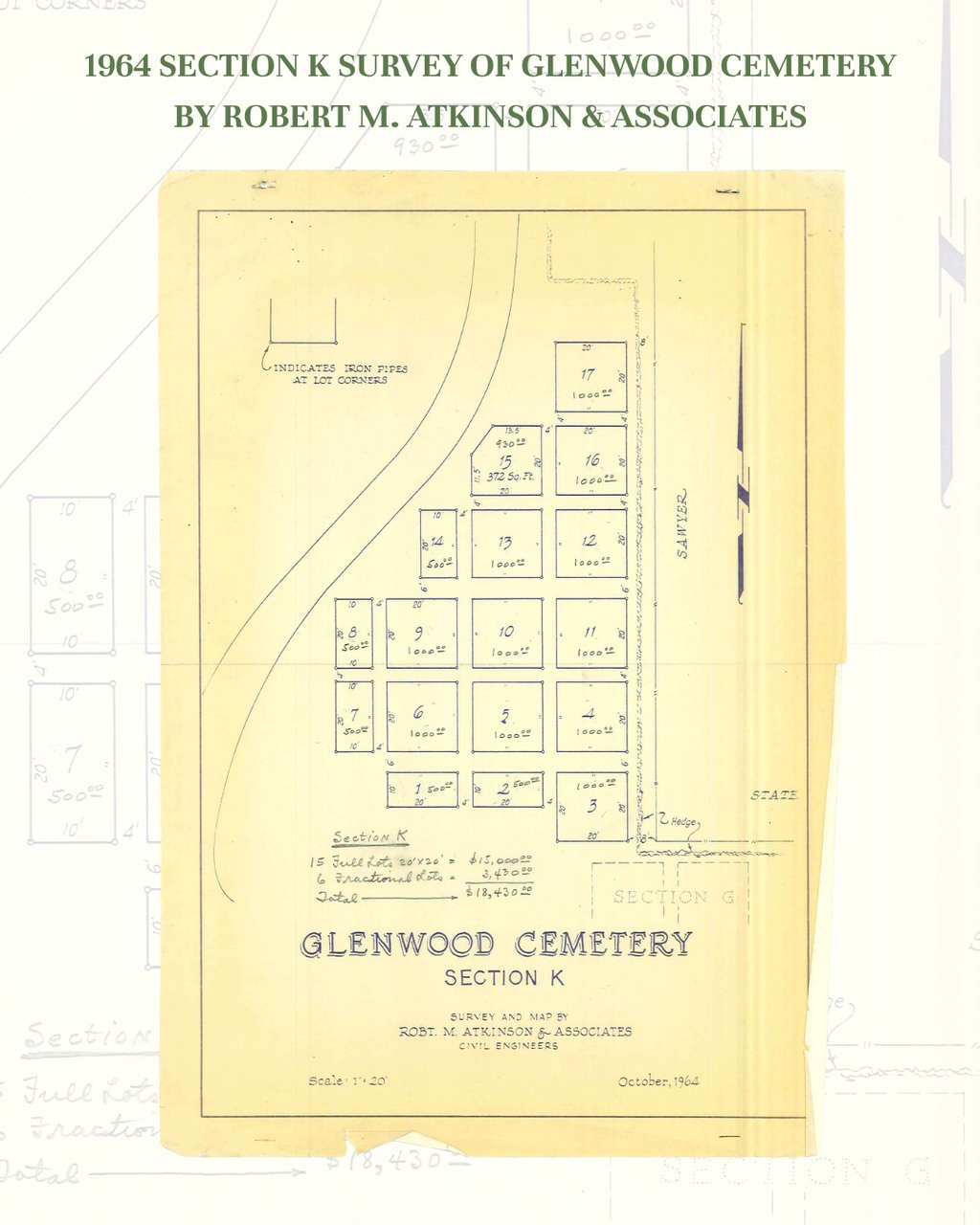 Have you ever thought about how historic places change and develop over time? Here's an interesting look back at Glenwood's history from October 1964!

At that time, a civil engineering firm, Robert M. Atkinson and Associates, was hired to examine the area and develop initial plans. One of their maps detailed the layout of Section K, showing the specific measurements and land plots near Sawyer and State streets.

But this wasn't just a plan on paper! Once the survey was approved, it kicked off important updates for the cemetery, including building new roads, leveling the land, and installing new water lines.

If you take a closer look at the neatly written notes on the map, you'll see that the total value of 15 complete lots and 6 partial lots in this area was exactly $18,430!

It's amazing to appreciate the careful planning and engineering that went into creating the serene, historic grounds that we still enjoy today.

#HoustonHistory #GlenwoodCemetery #VintageSurvey #Archives #CivilEngineering #1960s #TexasHistory #HistoricalSurveys